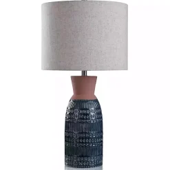 Terracotta and Dark Blue Ceramic Table Lamp