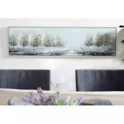 Tree Line Landscape Framed Canvas Art Print