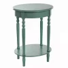Turquoise Wood Oval Emily Accent Table