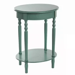 Turquoise Wood Oval Emily Accent Table