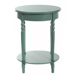 Turquoise Wood Oval Emily Accent Table