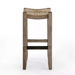 Twisted Seagrass and Wood Bar Stool