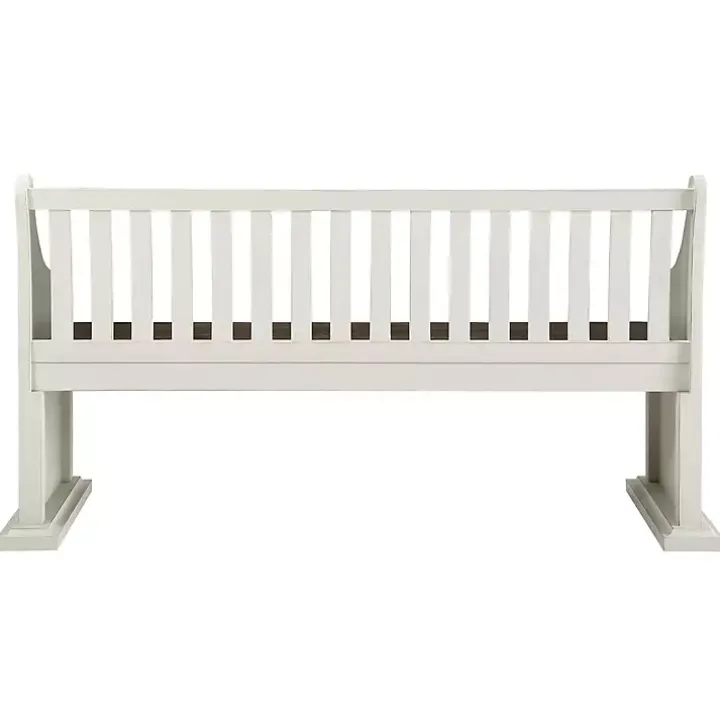 Two-Tone Dark Oak and Ivory High Back Wooden Bench