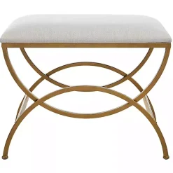 Upholstered Gold Metal Arched Frame Bench