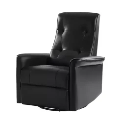 Val Black Faux Leather Swivel Power Recliner