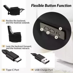 Val Black Faux Leather Swivel Power Recliner