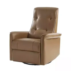 Val Brown Faux Leather Swivel Power Recliner