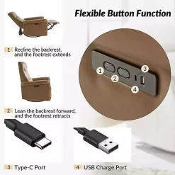 Val Brown Faux Leather Swivel Power Recliner