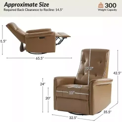 Val Brown Faux Leather Swivel Power Recliner