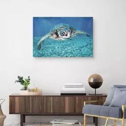 Vibrant Sea Turtle Canvas Art Print