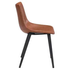 Vintage Brown Faux Leather Dining Chairs, Set of 2