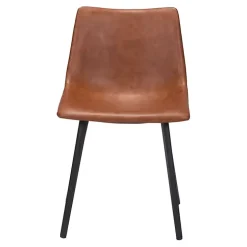 Vintage Brown Faux Leather Dining Chairs, Set of 2