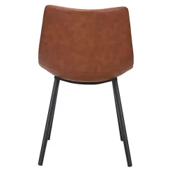 Vintage Brown Faux Leather Dining Chairs, Set of 2