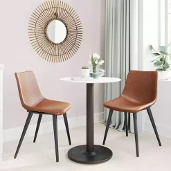 Vintage Brown Faux Leather Dining Chairs, Set of 2