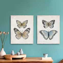 Vintage Butterflies Canvas Art Prints, Set of 2