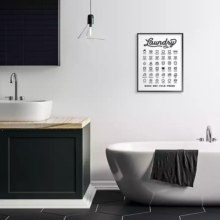 Vintage Laundry Chart Framed Wall Plaque