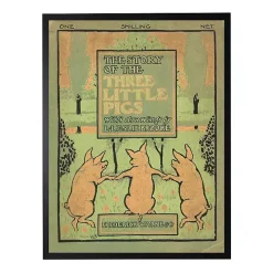 Vintage Three Little Pigs Cover Framed Wall Art