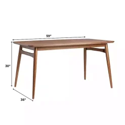 Walnut Ash Wood Mid-Century Modern Dining Table