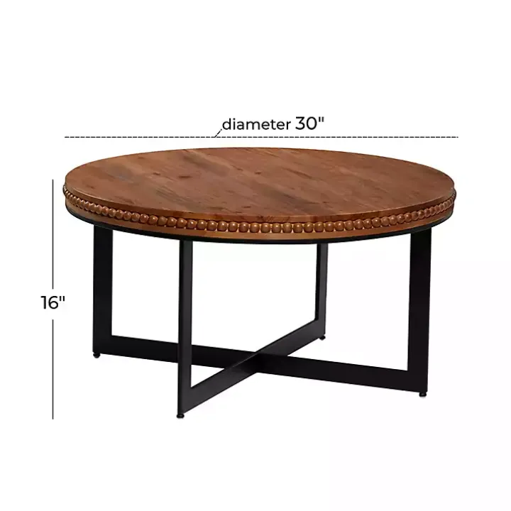 Walnut Beaded Industrial Coffee Table