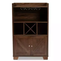 Walnut Brown Open Shelf Wine Cabinet