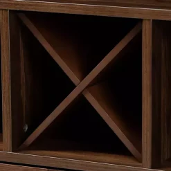 Walnut Brown Open Shelf Wine Cabinet