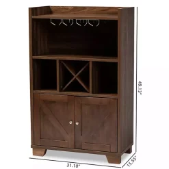 Walnut Brown Open Shelf Wine Cabinet
