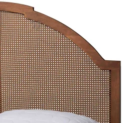 Walnut Brown Rattan Kelly Queen Platform Bed