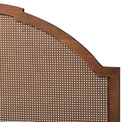 Walnut Brown Rattan Queen Storage Bed