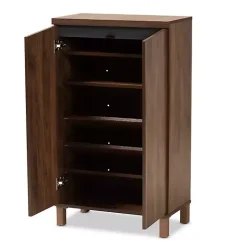Walnut Brown Slim Shoe Storage Cabinet