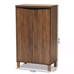 Walnut Brown Slim Shoe Storage Cabinet