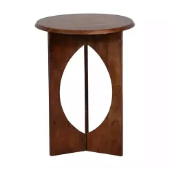 Walnut Cut-Out Round Accent Table