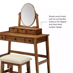 Walnut Lorna Tilting Mirror 2-pc. Vanity Set