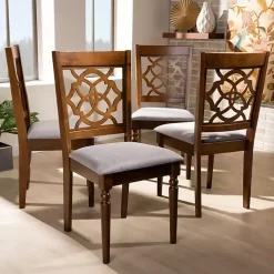 Walnut Lylah Upholstered Dining Chairs, Set of 4