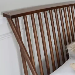 Walnut Mid-Century Modern Queen Bed Frame