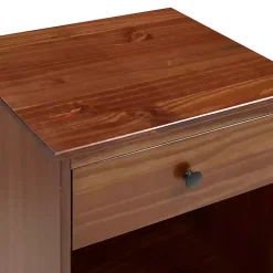 Walnut One-Drawer Wood Nightstand