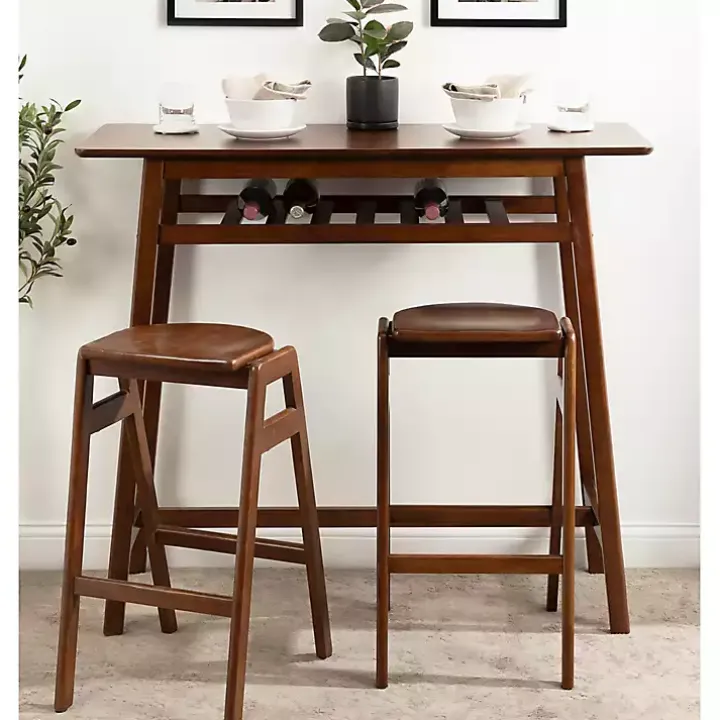 Walnut Wood Backless Bar Stool