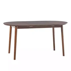 Walnut Wood Oval Dining Table with Leaf