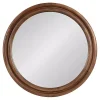 Walnut Wood Ribbed Round Wall Mirror