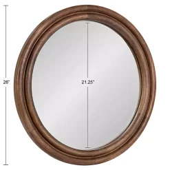 Walnut Wood Ribbed Round Wall Mirror