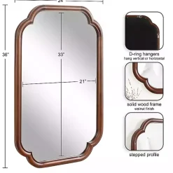 Walnut Wood Scallop Wall Mirror