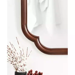 Walnut Wood Scallop Wall Mirror