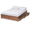 Walnut Wooden 3-Drawer Platform Bed
