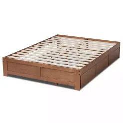 Walnut Wooden 3-Drawer Platform Bed