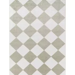 Warm Gray Checkered Area Rug, 5x7