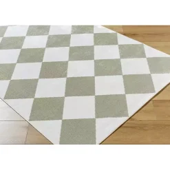 Warm Gray Checkered Area Rug, 5x7