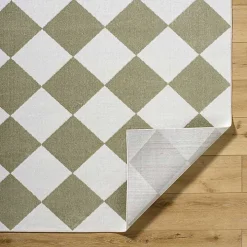 Warm Gray Checkered Area Rug, 5x7