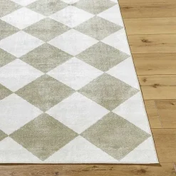 Warm Gray Checkered Area Rug, 5x7