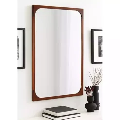 Warm Walnut Rounded Rectangle Wall Mirror