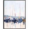 Watercolor Boat Club Framed Canvas Art Print