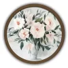Watercolor Bouquet Round Brown Framed Art Print